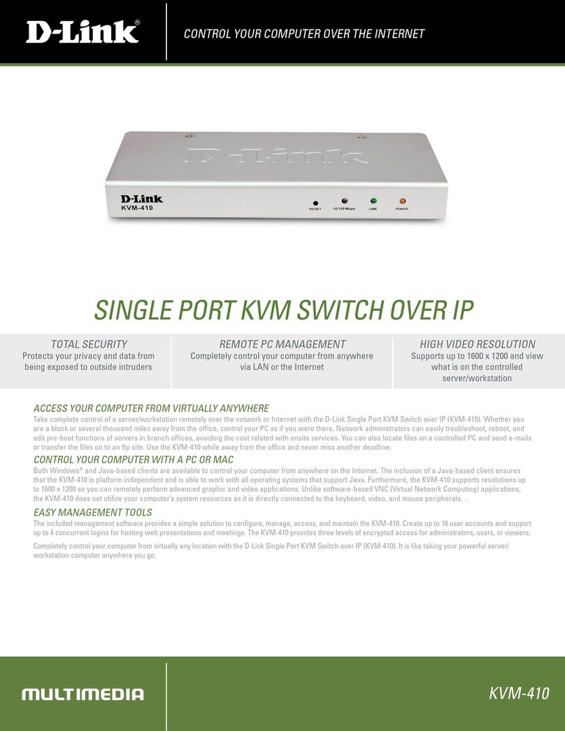D-Link Single port Kvm Switch over ip KVM-410 User manual D-Link Single port Kvm Switch over ip KVM-410 User manual