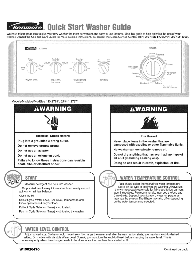 Kenmore 110.2783 Series User manual