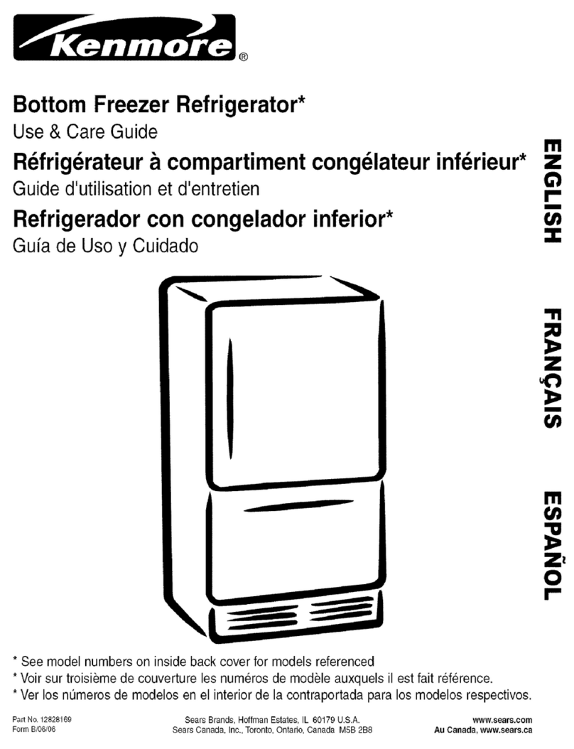 Sears Kenmore Bottom Freezer Refrigerator User manual