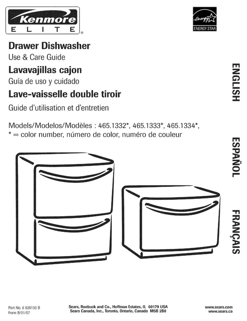 Kenmore DRAWER DISHWASHER 465.1332 Use & care guide