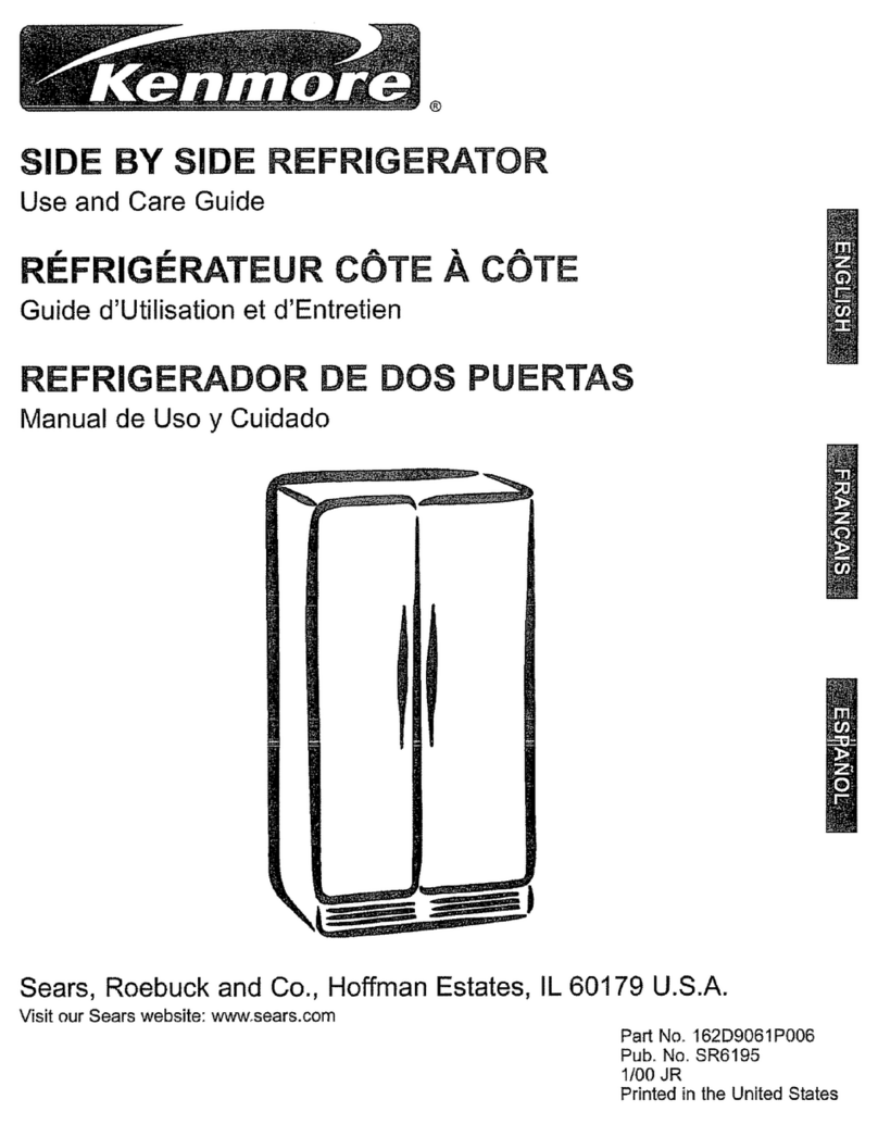 Kenmore Kenmore Side by Side Refrigerator Use & care guide Kenmore Kenmore Side by Side Refrigerator Use & care guide