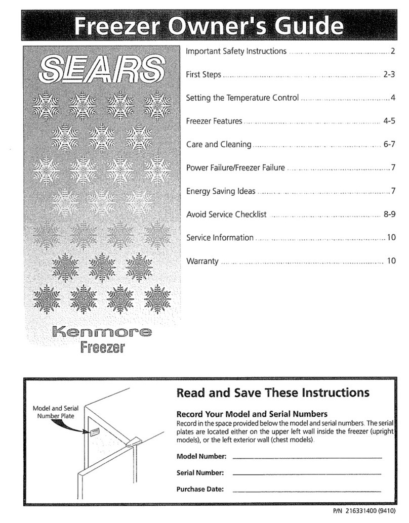 Sears Kenmore Refrigerator owner's guide