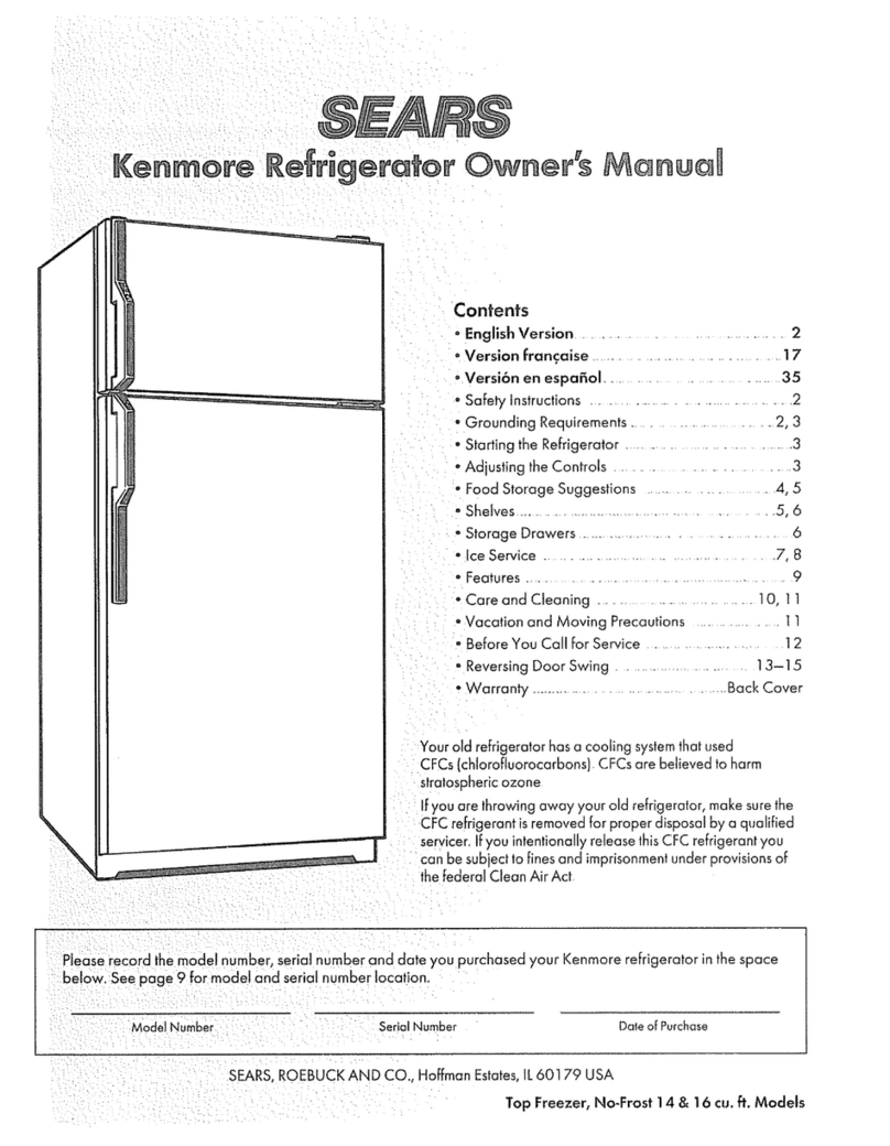 Kenmore Kenmore Refrigeratore owner's manual