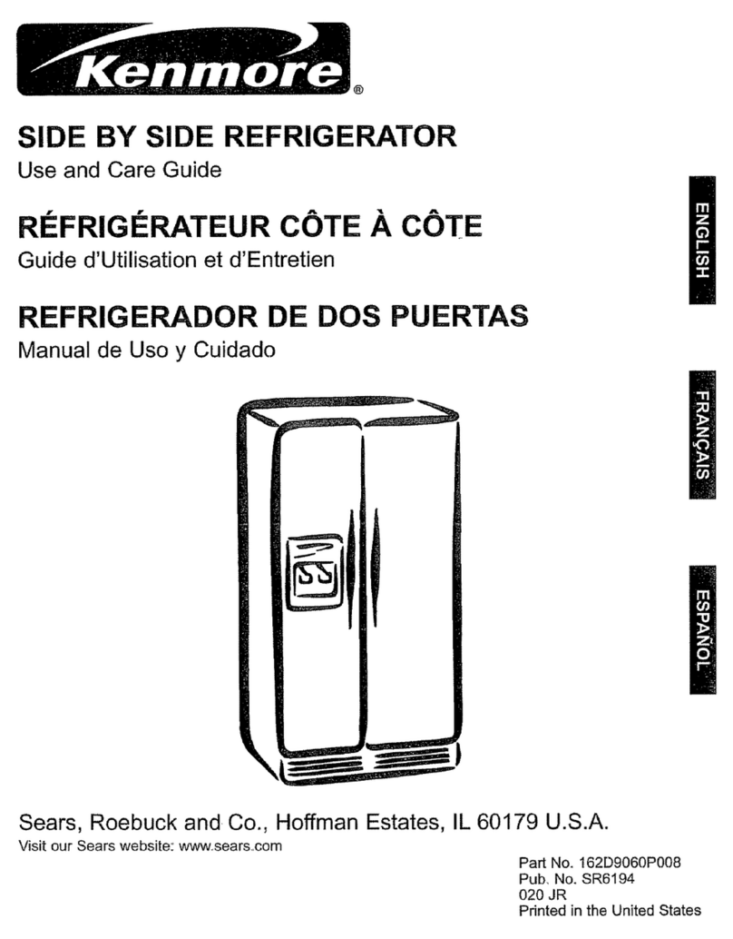 Kenmore Kenmore Side by Side Refrigerator Use & care guide