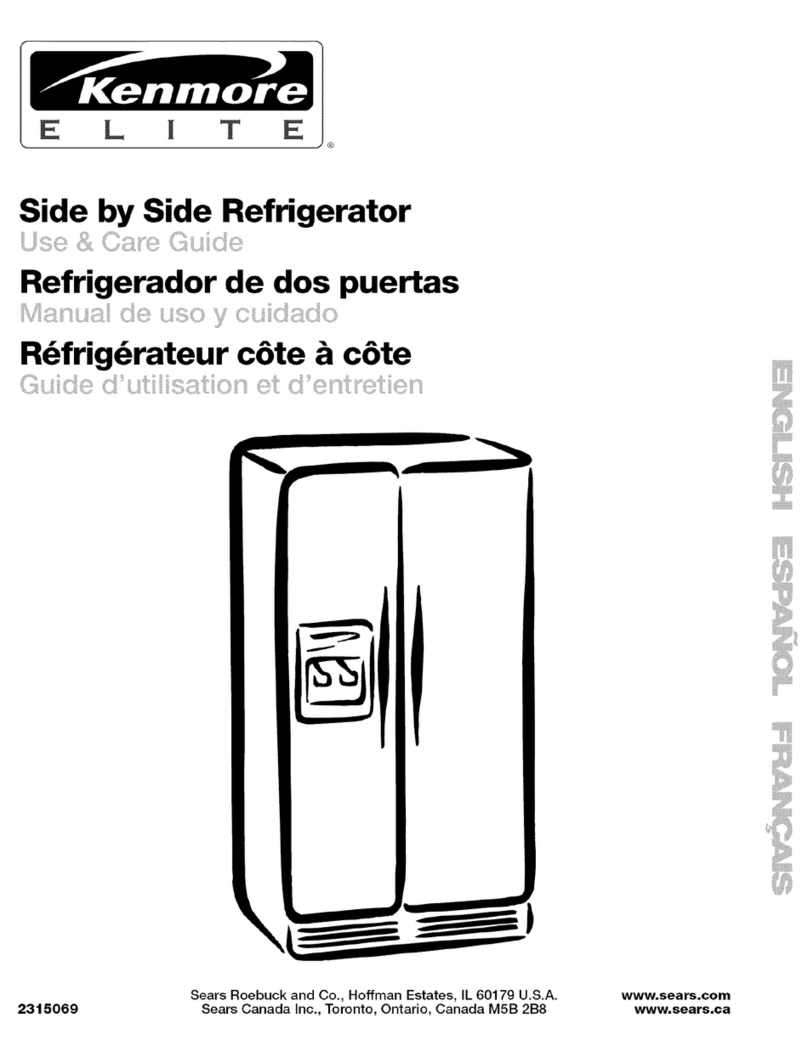 Kenmore Side by side refrigerator Use & care guide