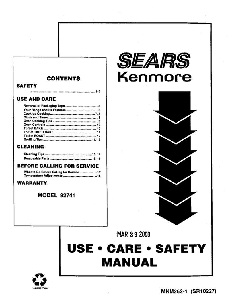 Sears Kenmore 92741 Use & care manual