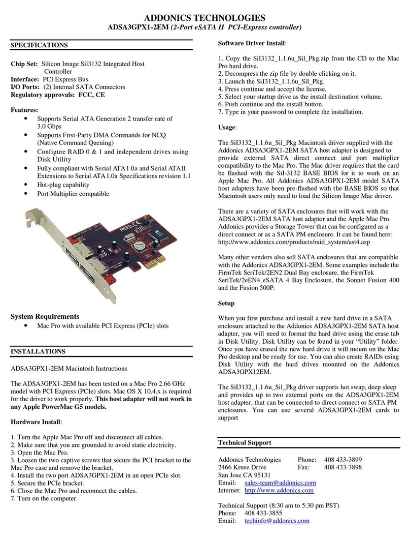 Addonics Technologies ADSA3GPX1-2EM User manual