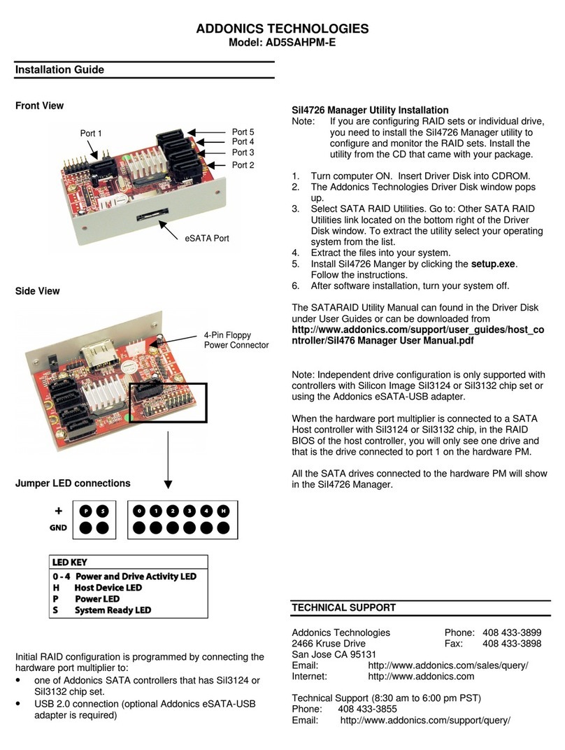 Addonics Technologies AD5SAHPM-E installation guide