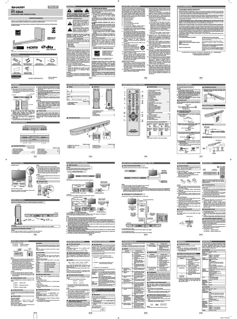 Sharp HT-SB40 Operation manual