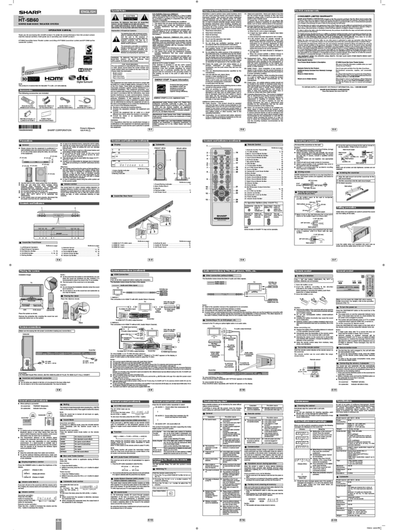 Sharp HT-SB60 User manual Sharp HT-SB60 User manual