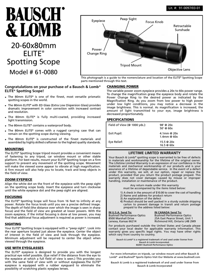 Bausch & Lomb 61-0080 manual&nbsp;