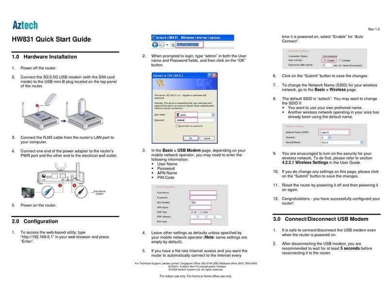 Aztech HW831 User manual