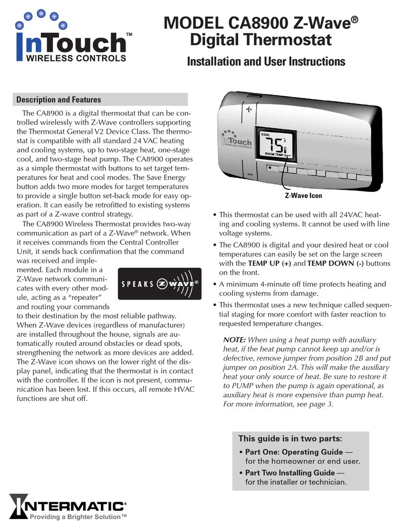Intermatic InTouch Z-Wave CA8900 Installation and user instructions Intermatic InTouch Z-Wave CA8900 Installation and user instructions