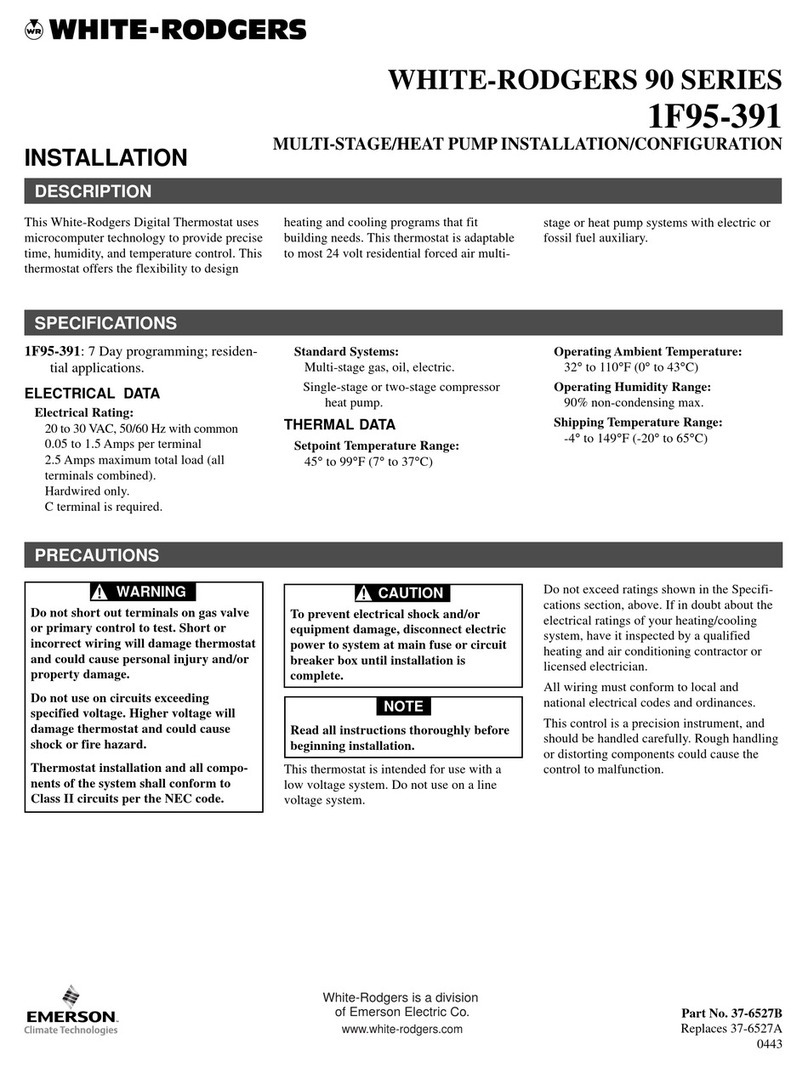 White Rodgers 1F95-391 Installation &  configuration guide