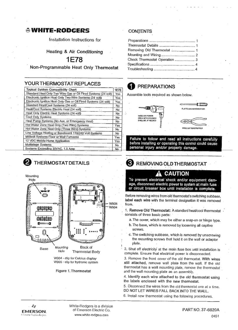 White Rodgers 1e+78 installation instructions