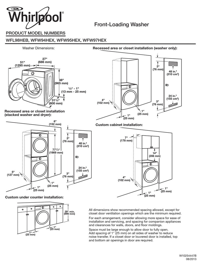 Whirlpool WFW94HEX Series Product dimensions