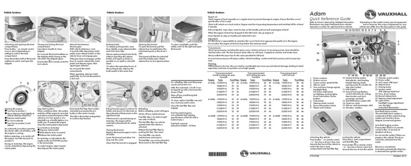 Vauxhall 2013 Adam Quick reference guide