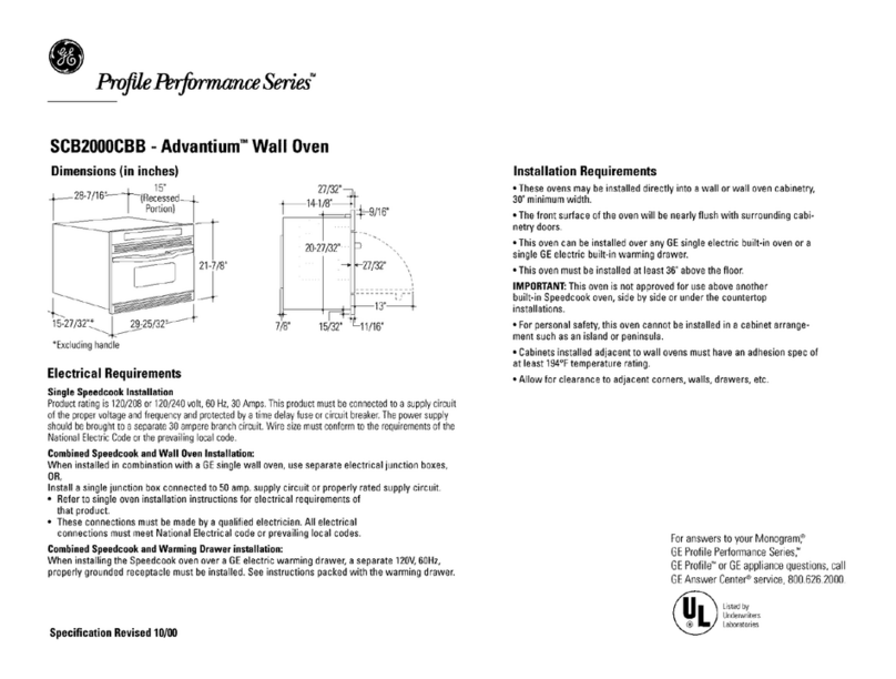 GE Profile Advantium SCB2001CSS Dimension Guide