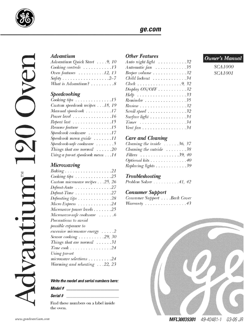 GE Advantium SCA1000 User manual
