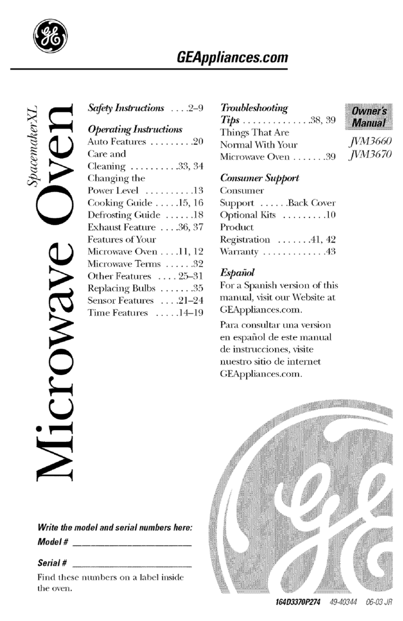 GE SpacemakerXL JVM3660 User manual