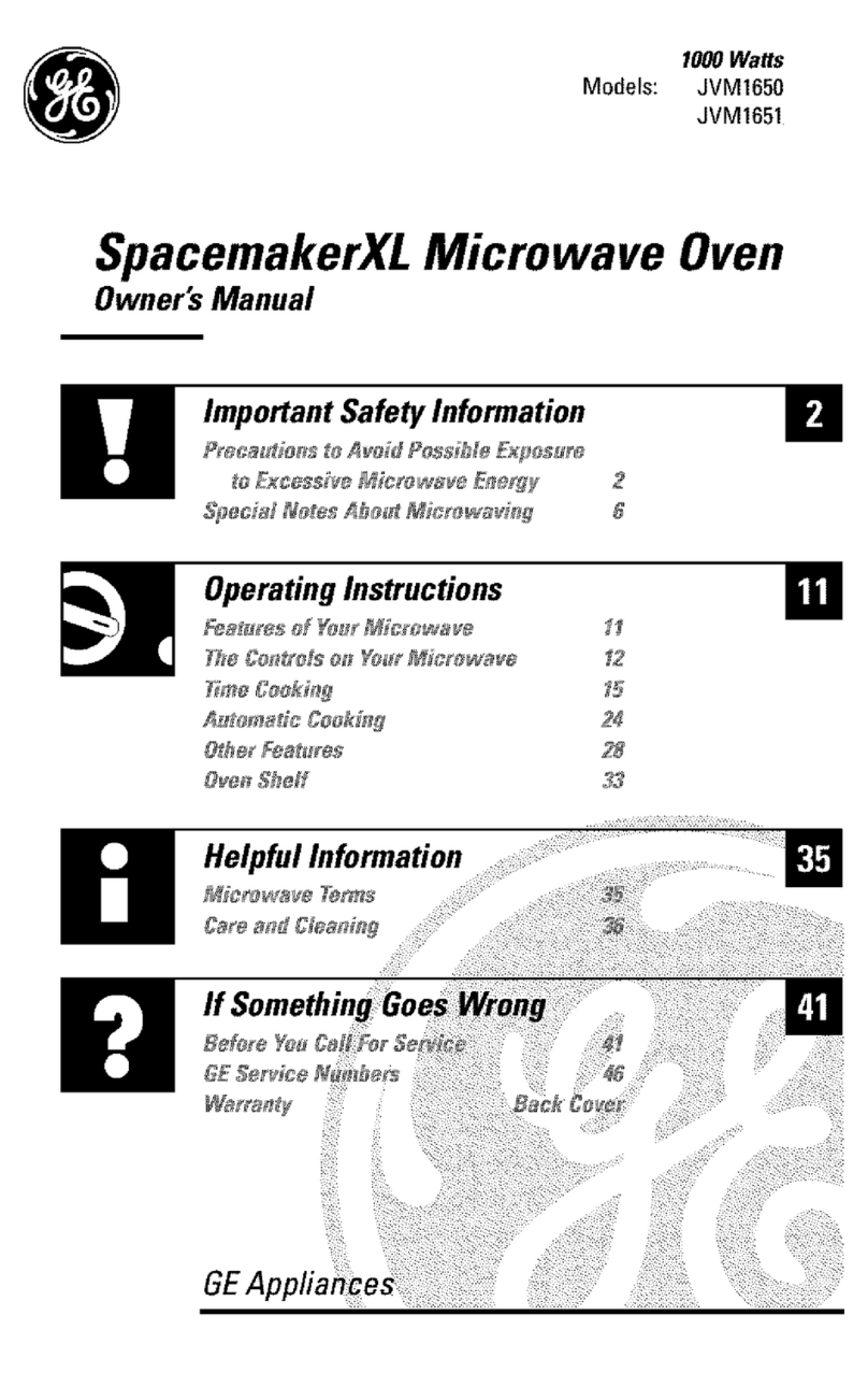GE Spacemaker JVM1650 User manual