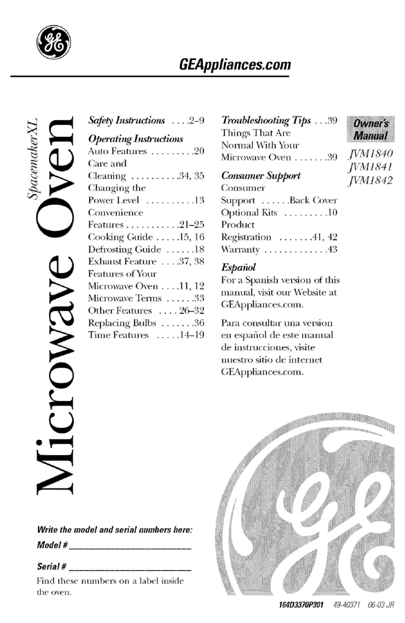GE Spacemaker XL JVM1840 User manual
