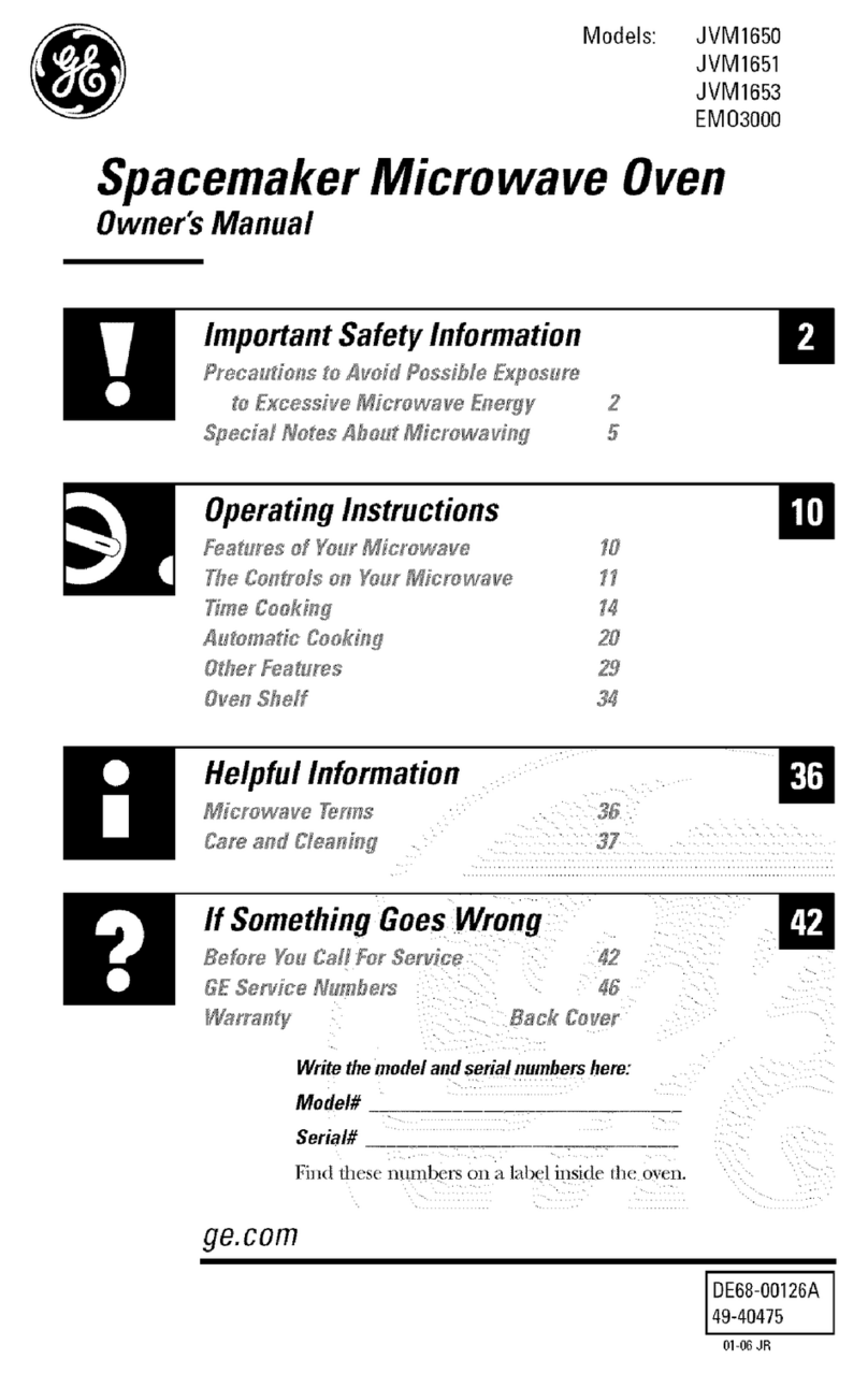 GE Spacemaker JVM1650 User manual