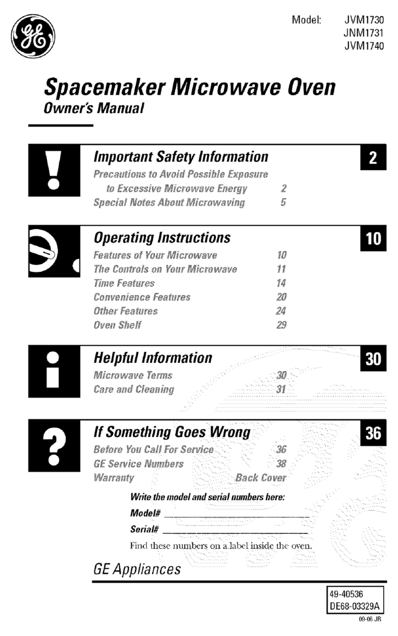 GE Spacemaker JVM1730 User manual
