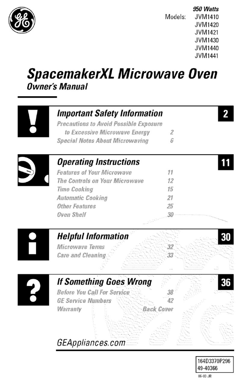 GE SpacemakerXL JVM1410 User manual