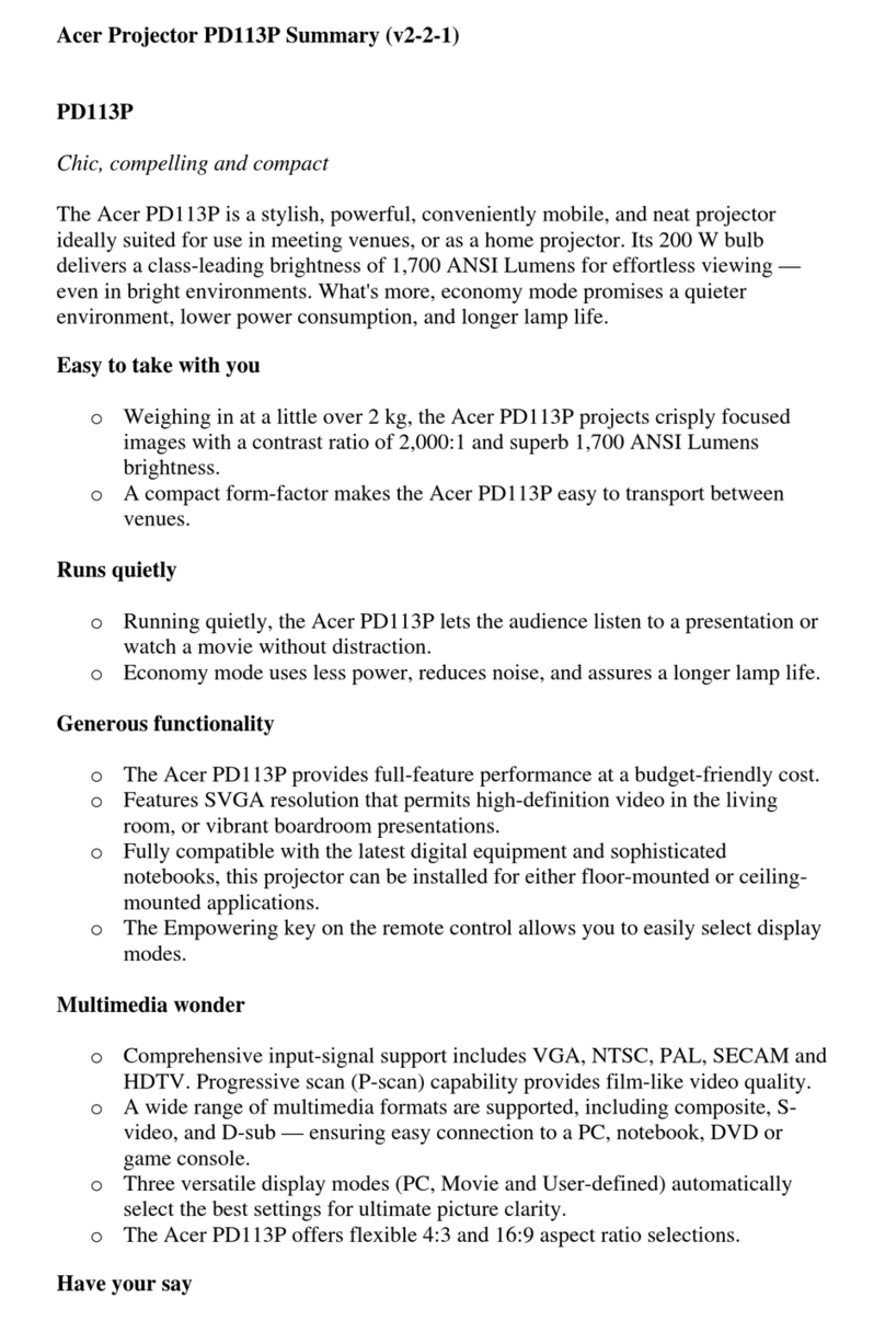 Acer PD-113P Owner's manual