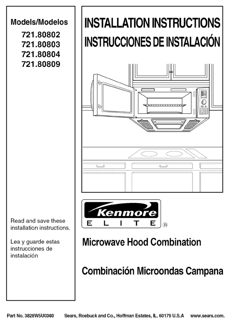 Kenmore Microwave hood combination 721.80802 installation instructions