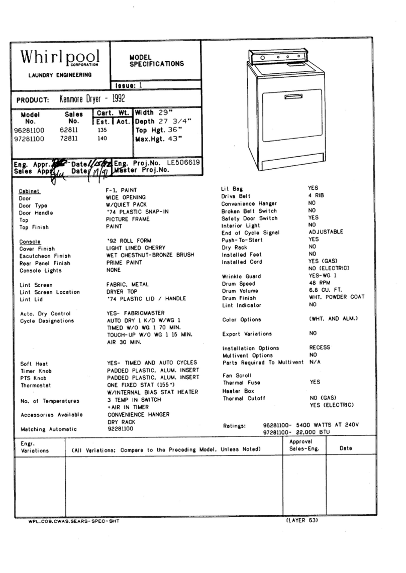 Kenmore 96281100 User manual