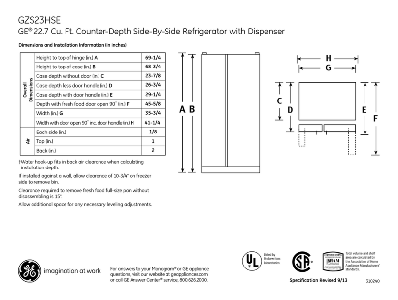 GE GZS23HSESS Manual GE GZS23HSESS Manual