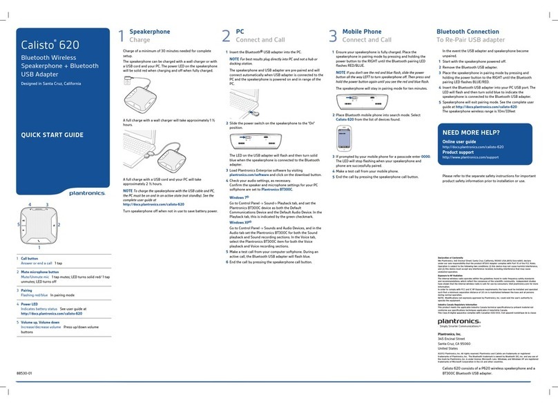 Plantronics Calisto 620 quick start guide