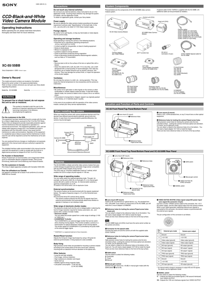 Sony XC-55 User manual