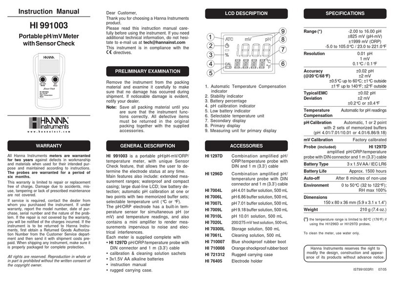 Hanna Instruments HI 991003 User manual