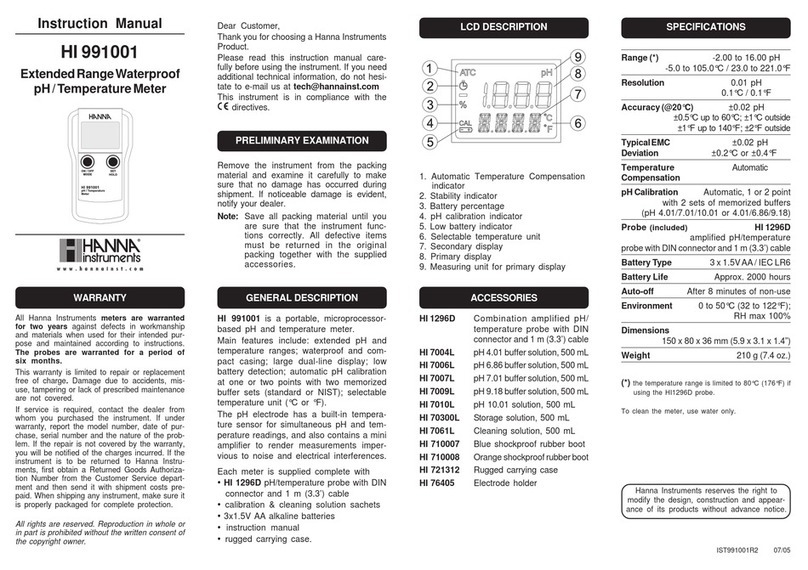 Hanna Instruments HI 991001 User manual