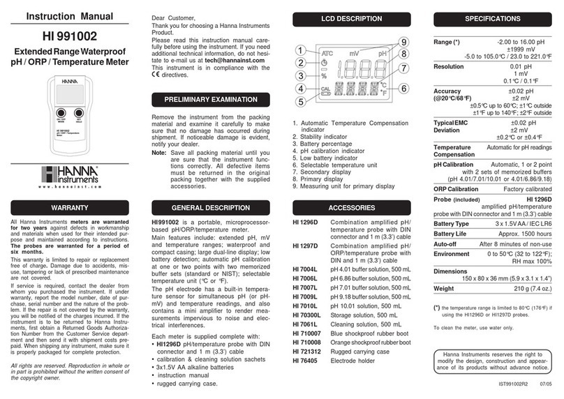 Hanna Instruments HI 991002 User manual