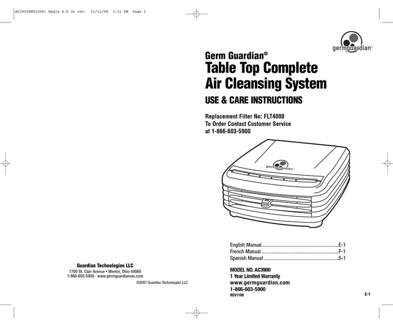 Germguardian AC3900 Use and care instruction