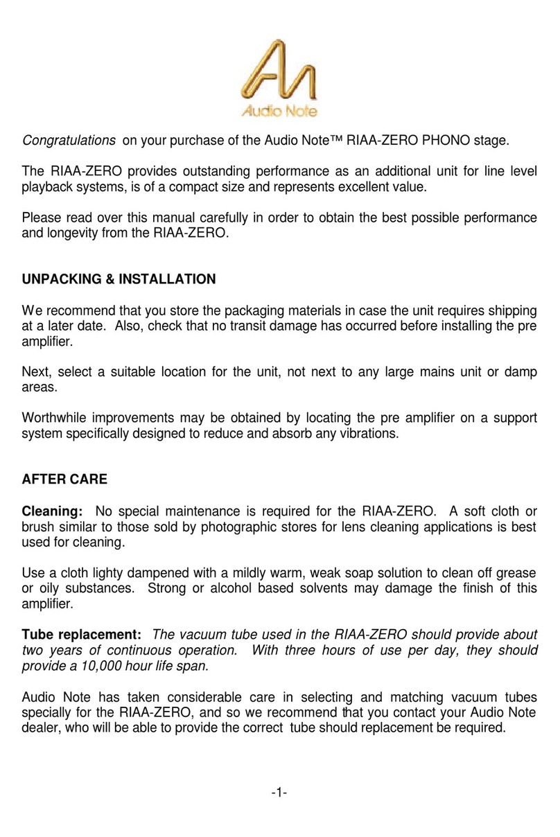 Audio Note RIAA-ZERO PHONO manual&nbsp;