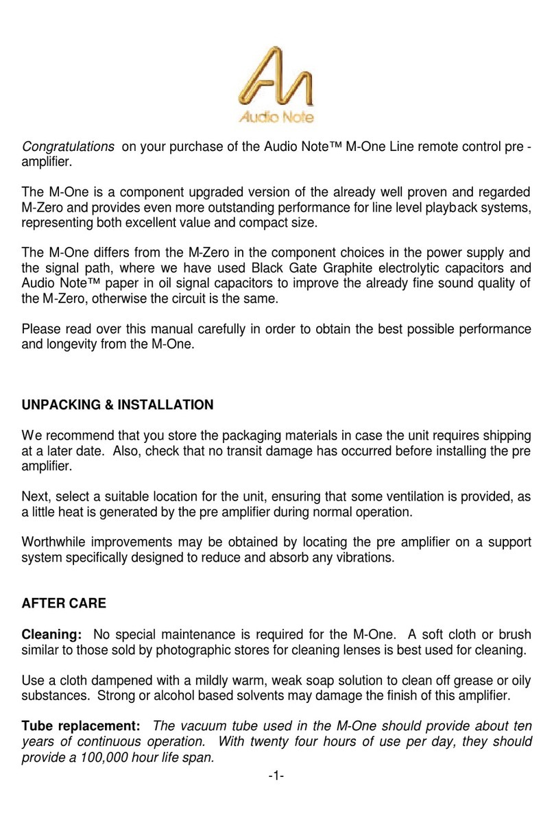 Audio Note M One User manual