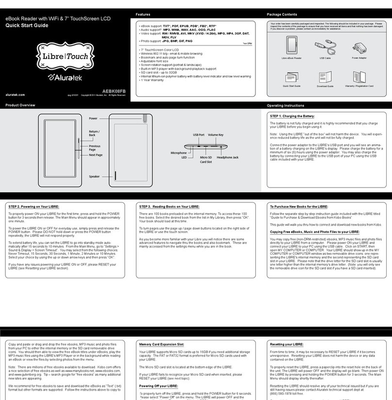 Aluratek Libre touch AEBK08FB User manual Aluratek Libre touch AEBK08FB User manual