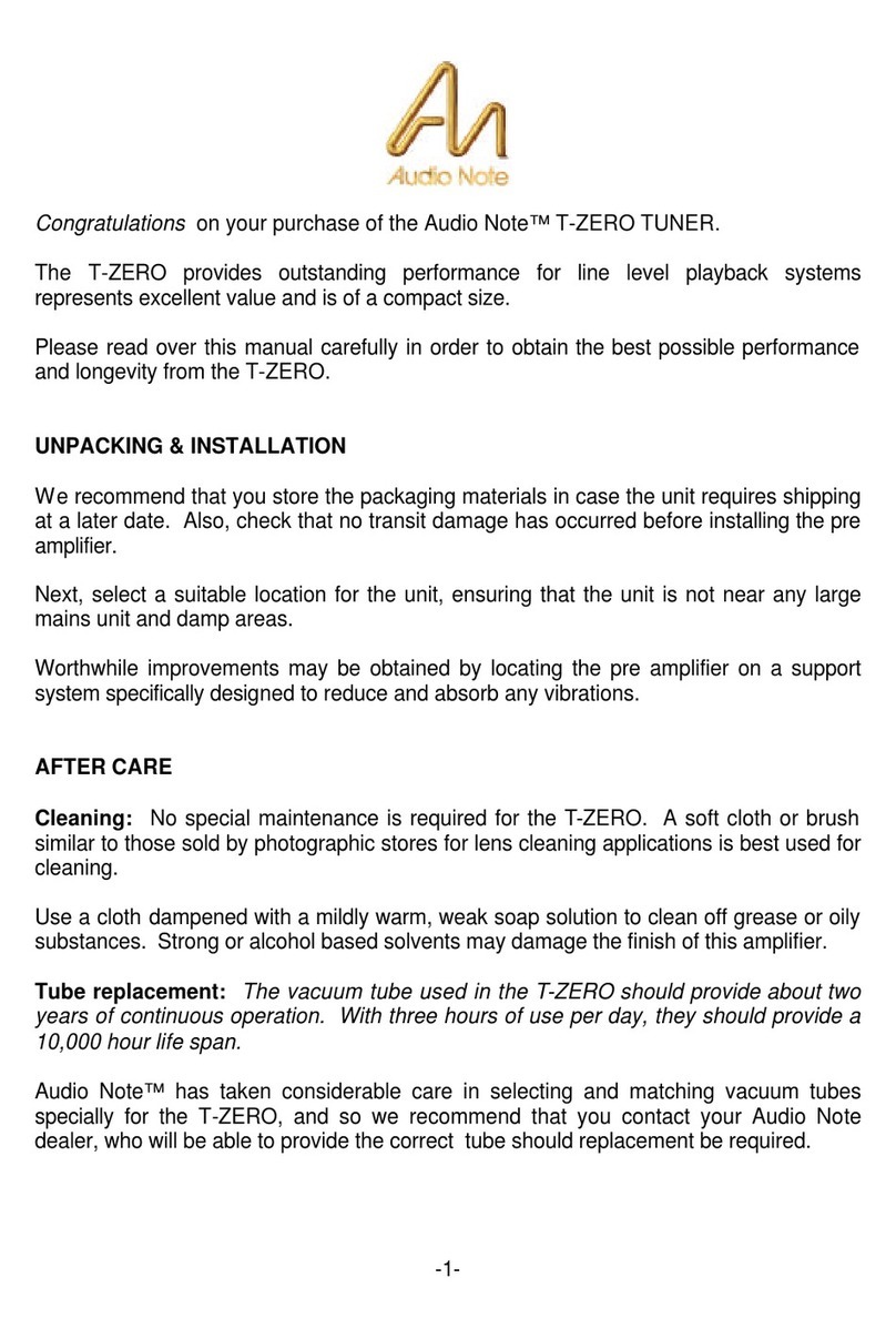 Audio Note T Zero Tuner manual&nbsp;