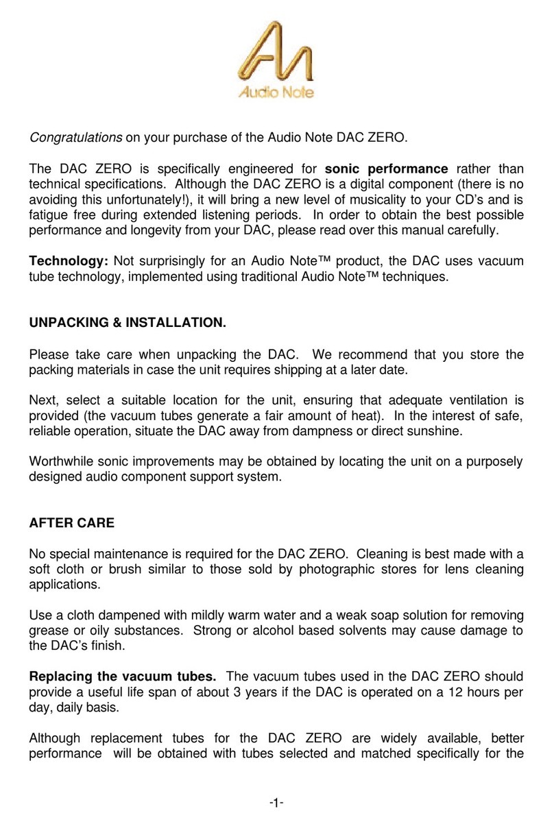 Audio Note DAC Zero User manual