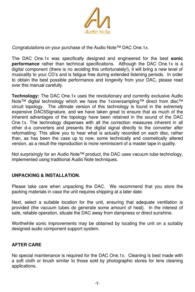 Audio Note DAC One.1x. User manual