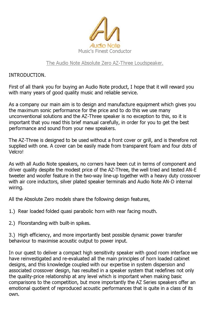 Audio Note Absolute Zero AZ-Three Loudspeaker User manual
