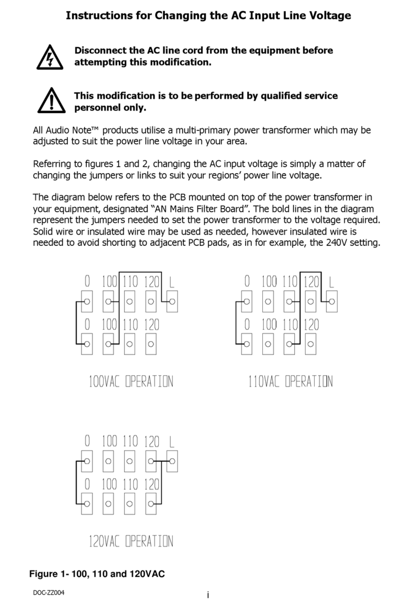 Audio Note Changing the AC Input Line Voltage User manual