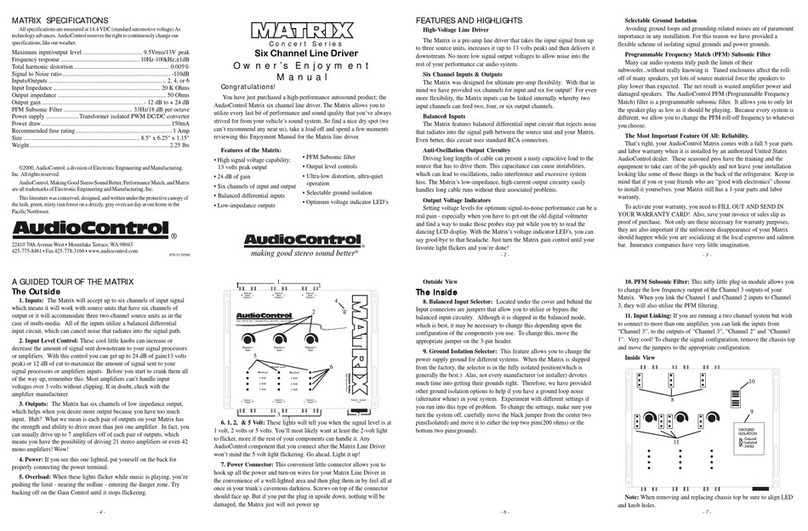 Audio Control MATRIX owner's manual