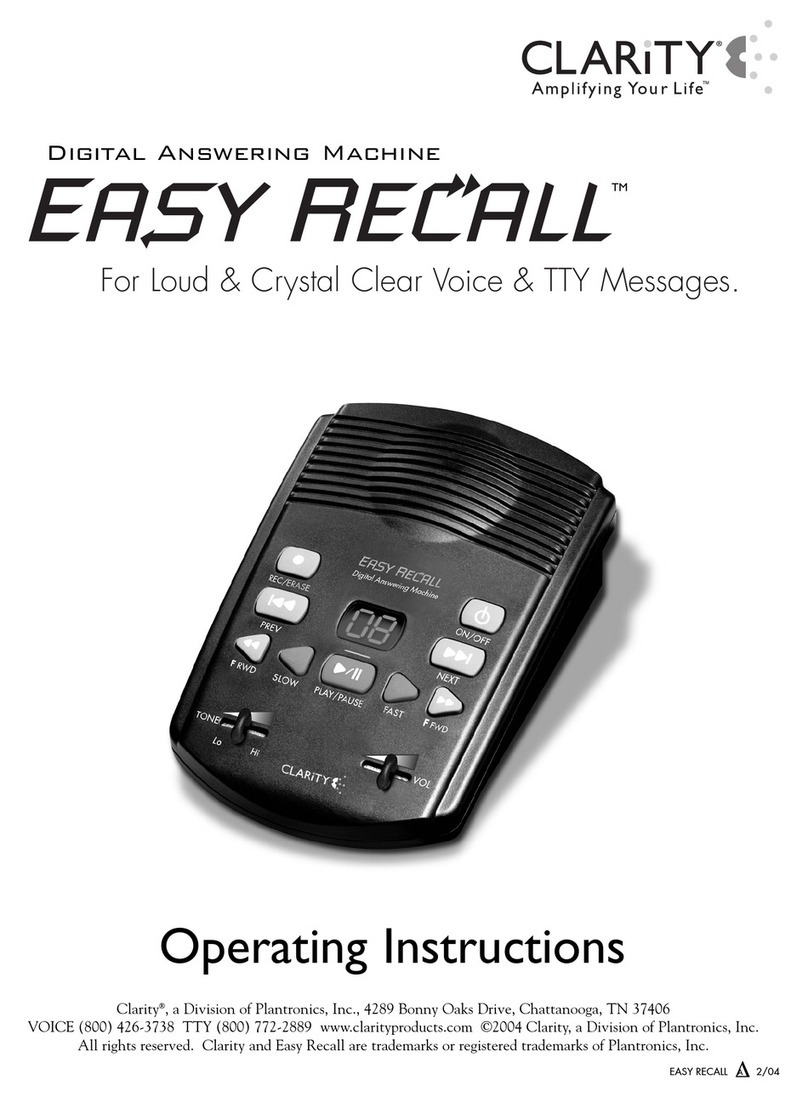 Clarity Easy Recall operating instructions