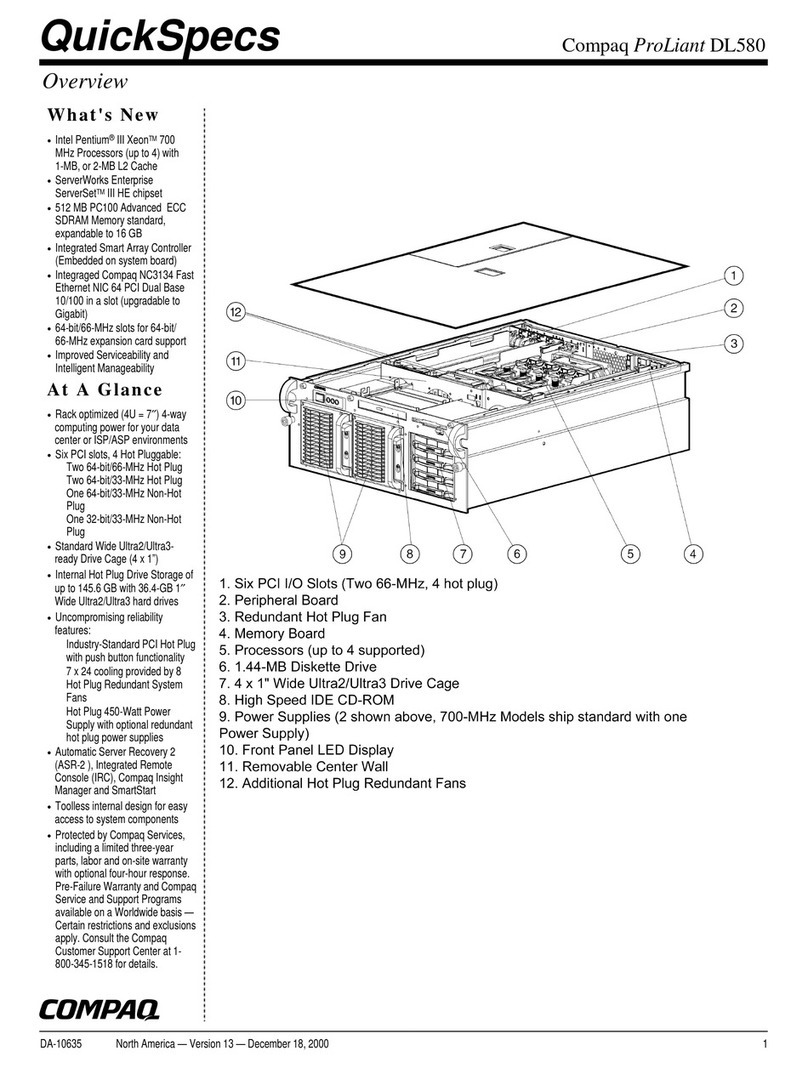 Compaq ProLiant DL580 User manual Compaq ProLiant DL580 User manual